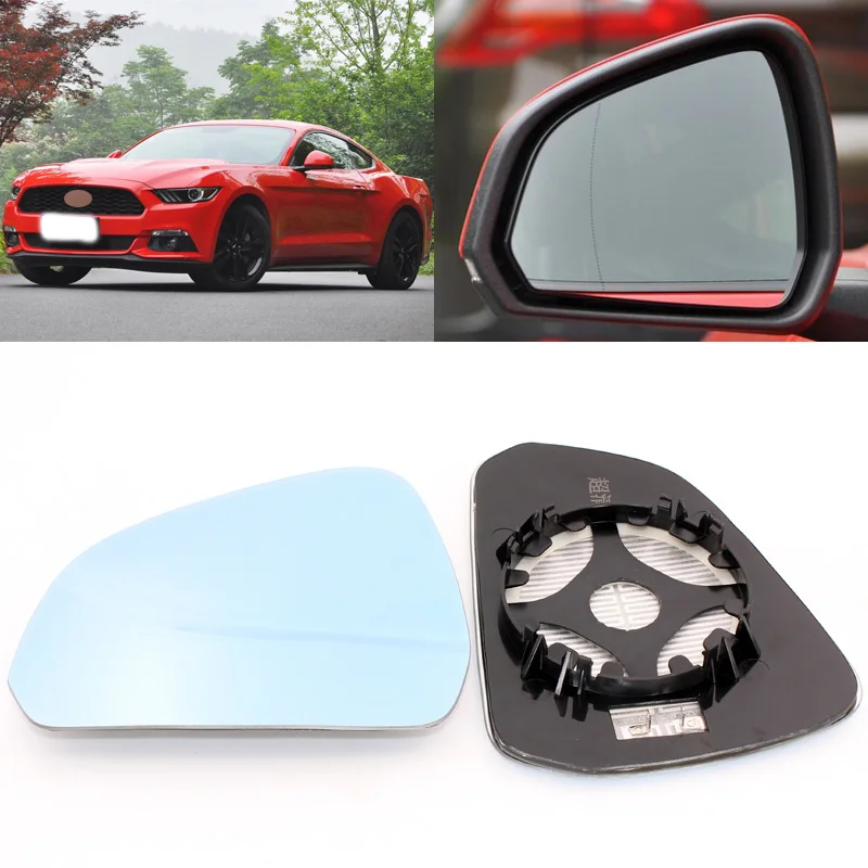 

For Ford Mustang 2002-2017 Side View Door Mirror Blue Glass With Base Heated 1 Pair