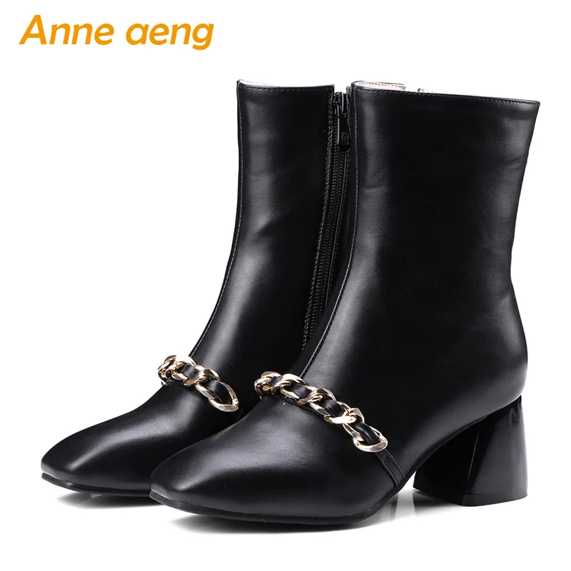 

2019 new autumn winter women boots Ankle high heels zip ladies sexy warm snow boots black winter women shoes big size 33-46