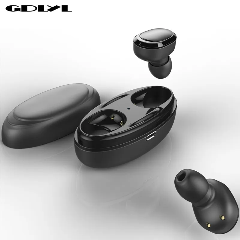 Беспроводные Bluetooth наушники GDLYL маленькие с микрофоном и зарядный чехол для