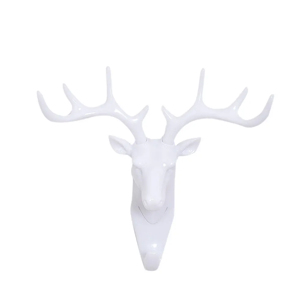 Голова оленя рога настенные крючки домашняя висячая одежда шляпа шарф ключи стойки домашний декор гостиной MYDING - Цвет: Белый