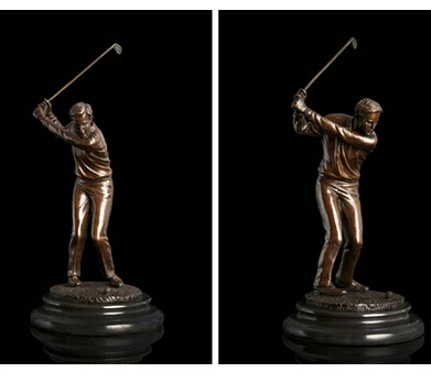 

Copper Brass CHINESE crafts decor ation Asian Art Deco Sculpture Male Golf Player Bronze Statue pet