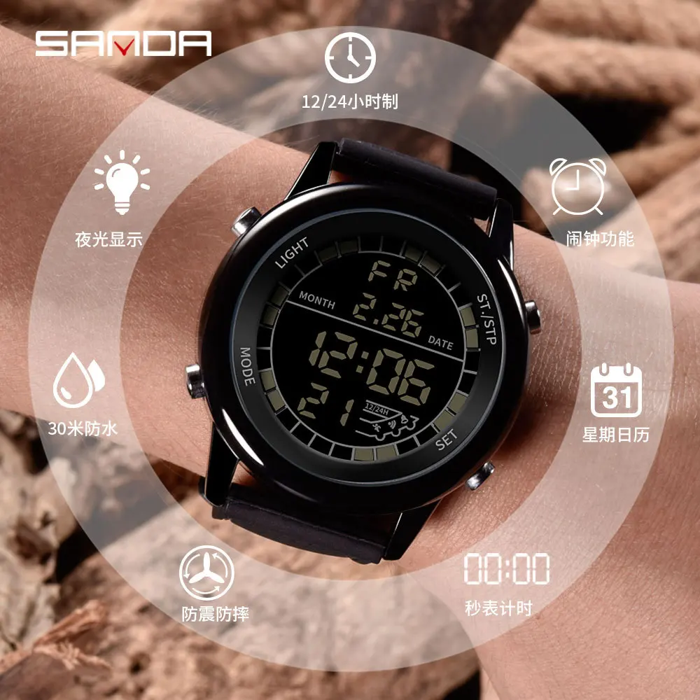 

Outdoor Sports Night Light Waterproof Electronic Watch Men's Large Watch Disk Multifunctional Watches Digital Smart Watch Men