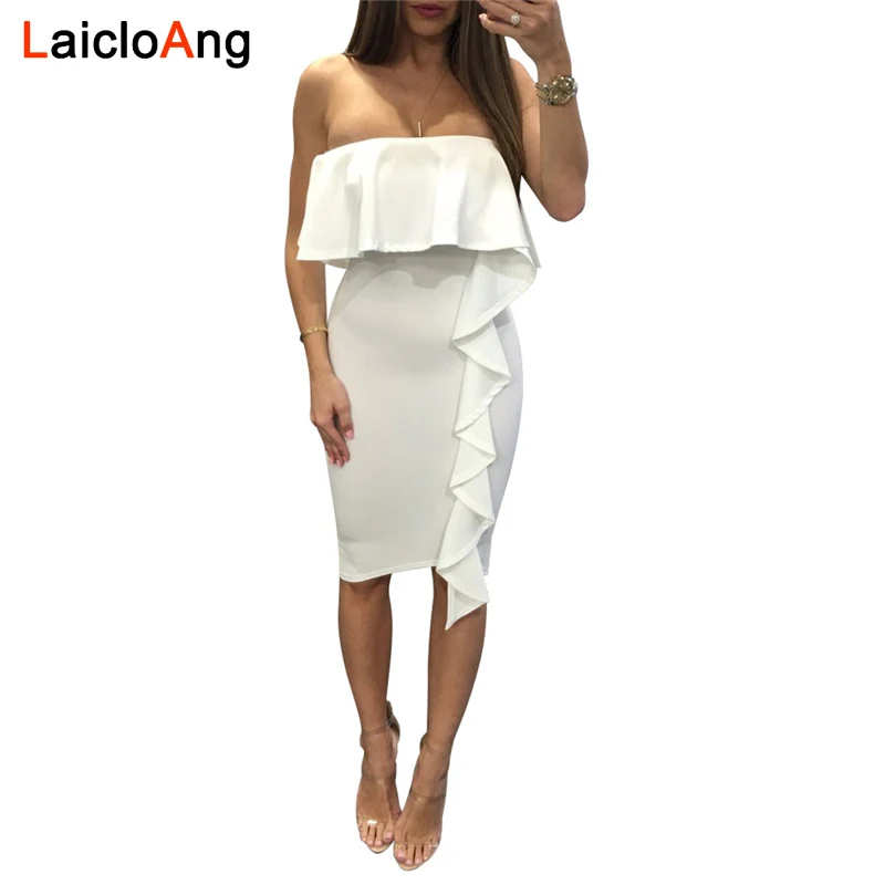

Sheath Sexy Dress Female 2018 Summer Slash Neck Sleeveless Pullover Solid Color Knitted Dresses For Women Ruffles Backless