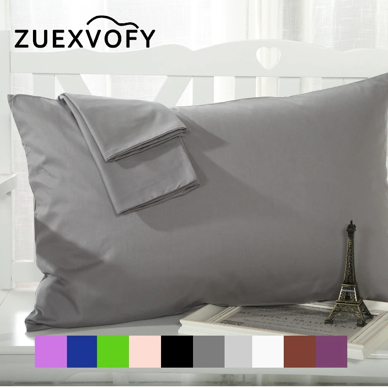 

Pure Cotton 2PCS Pillow Case 70*70 50*70 50*75 Solid Pillowcase Decorative Pillow Cover Bedding for Hotel Wedding Gray White