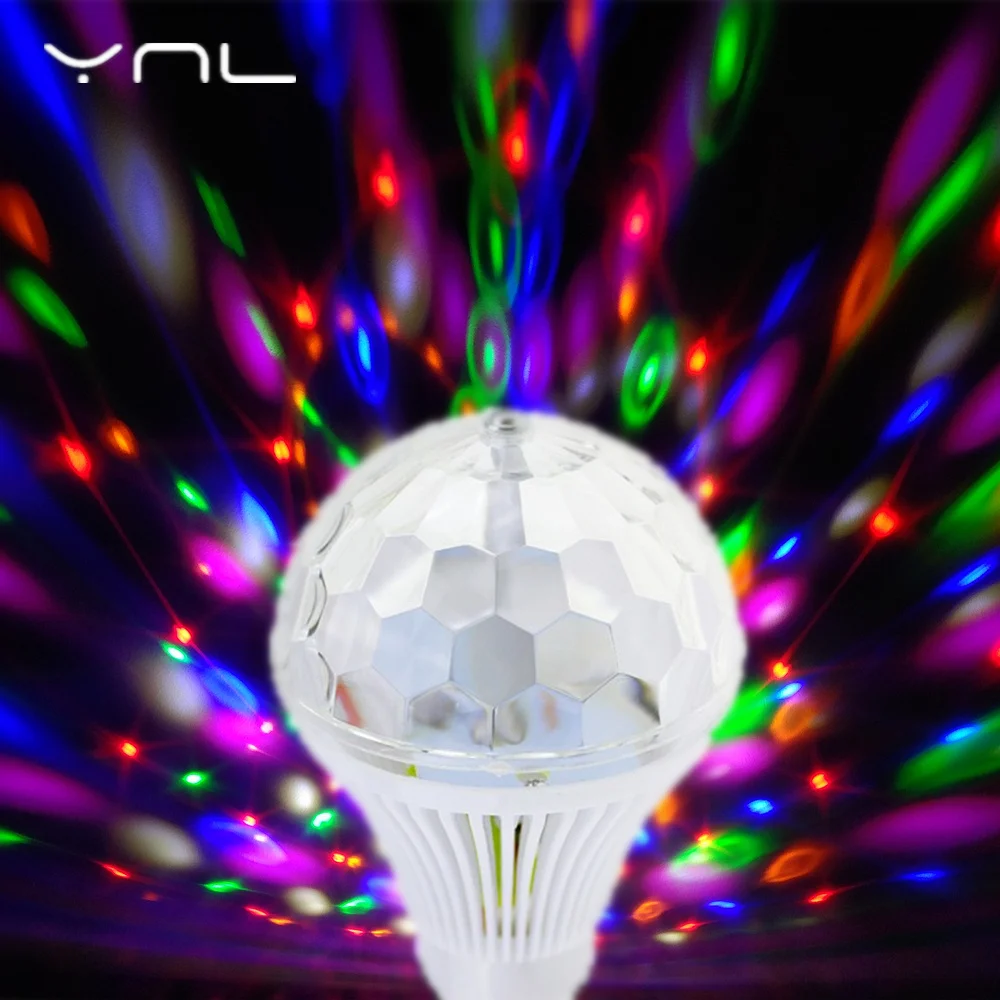 YNL светодиодный светильник кристалл сценический светильник RGB 6 Вт E27 красочный магический хрустальный шар DJ диско вечерние KTV домашний эффект лампа авто вращающаяся лампа