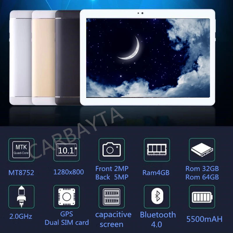 CARBAYTA 10,1-дюймовый Octa Core Android Tablet PC 4G B Оперативная память 32 ГБ 6 4G B Tablette встроенный 3G 4G LTE телефон Dual SIM WI-FI Bluetooth телефон