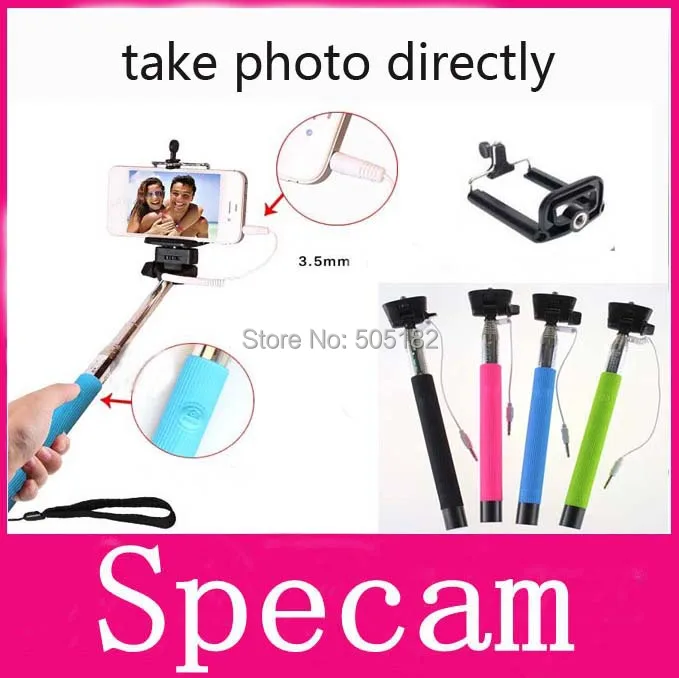 Z07 5S Extendable self selfie Monopod Cable Selfie Stick Camera Tripod Monopod for iPhone 4 5 6
