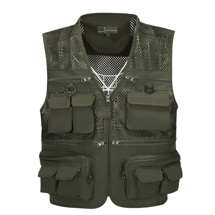 

2019 summer men v - neck breathable vest pocket mesh vest