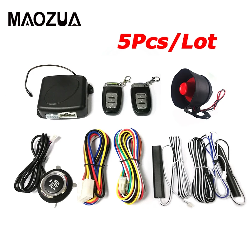 5pcs Car Alarm System + One Button Start Stop Engine Push Button