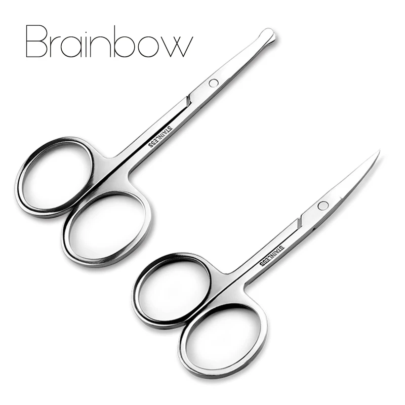 Brainbow 2pcs Makeup Scissors Small Stainless Steel Nose Hair Scissor