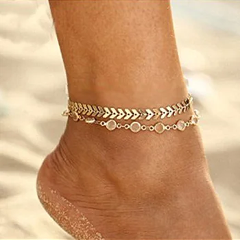

S122 Gold Color moda praia Anklet Bracelet on The Leg 2019 Fashion Summer Beach Foot Jewelry Tobilleras De Plata Para Mujer