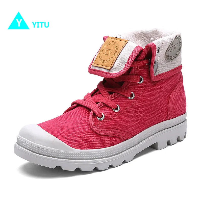 

YITU Womens High Canvas Shoes Breathable Flat Shoes Outdoor Sports Walking Sneakers Lace Up Ankle Unisex Canvas Shoes Free ship