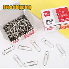 100pcs/box 2.8cmX0.8cm Deli brand Metal material Nickel-plated Paper clips office binding supply
