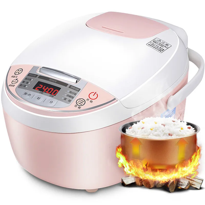 

220V 605W 3L Pink intelligent Rice cooker 24hours setting time Gold honeycomb liner Chassis heating fit 2-4 people