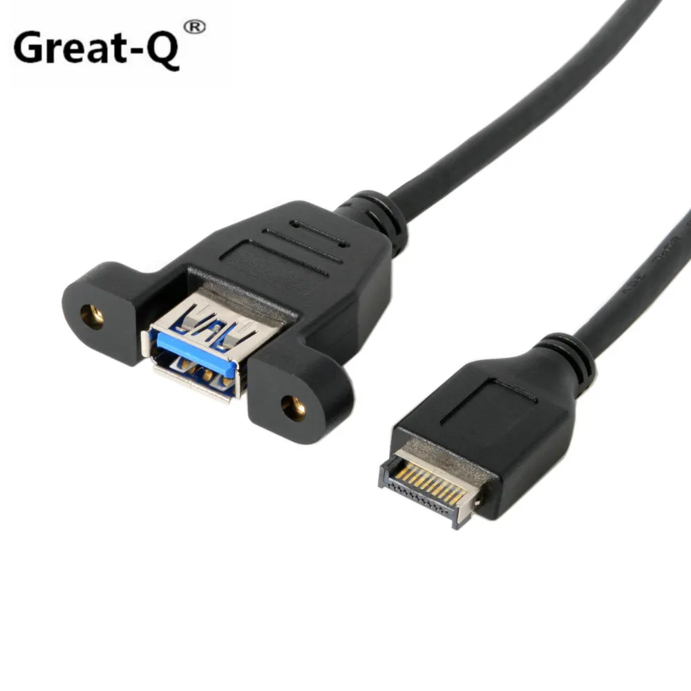 

Great-Q 50cm Panel Mount Type USB 3.1 Front Panel Header to USB 3.0 A Type Female Extension Cable Cord