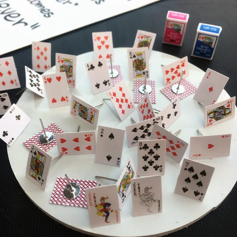 Супер милые мини-серьги-гвоздики с игральными карточками для женщин и девочек, забавные серьги-гвоздики ручной работы в виде покера, модные ювелирные изделия Brincos