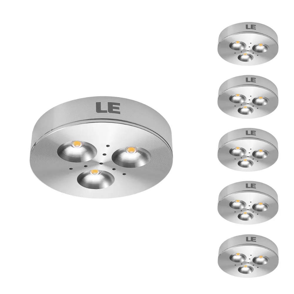 5 pcs/lot LE 3W 12VDC Brightest LED Under Cabinet Lighting Puck Lights 25 Watt Halogen Replacement commercial led lamp | Лампы и