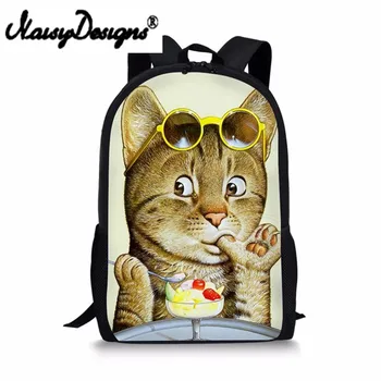 

Noisydesigns Funny 3D Cat/Kitty/Kitten Printed Boys Girls Schoolbags Casual Primary School Students Bookbags Children Backpacks