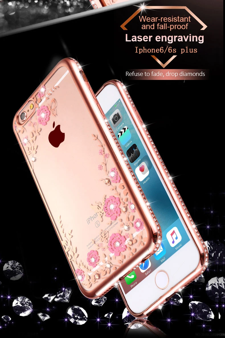 For Iphone 7 Case Iphone XS Max Case 8plus 7plus 6S 6Plus Luxury Brand Plating Diamond Clear Back Cover For Iphone X Case XRDescription: