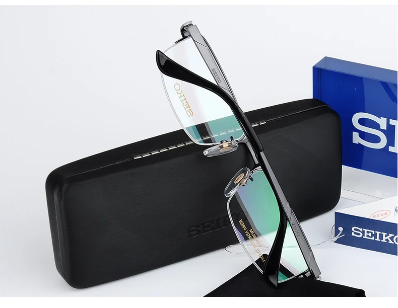 SEIKO Pure Titanium Glass Frame for Men Myopic Nearsighted Minus Glasses Man Half Rimless Optical Spectacles Frames HC1010