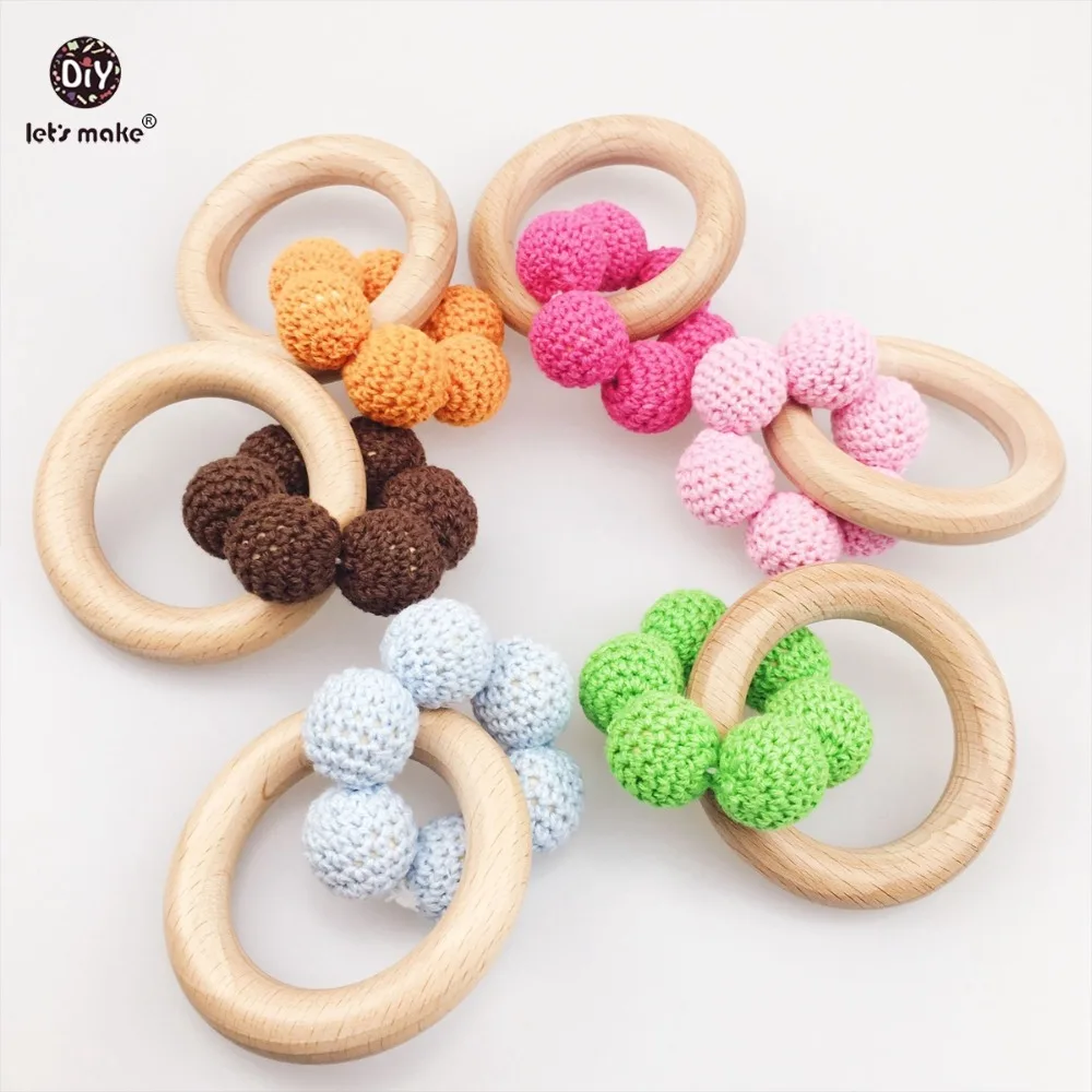 Let's make Baby Teether Wooden Ring DIY Jewelry 6pcs Toy New Born Toy