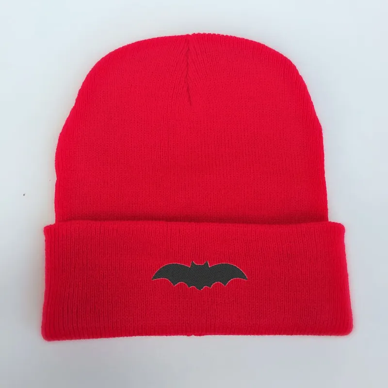 Костюм Бэтмена, Бэтмена, героя, черепа, шапка, зимние теплые детские шапки, шапочка для малышей, зимняя вязаная шапка для детей, шапка для мальчиков и девочек - Цвет: Красный