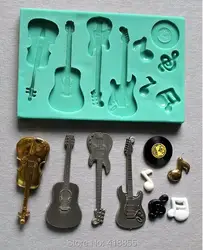 Украшения для выпечки инструменты акустическая Гитары электрогитара для скрипки, музыкальных Примечание Шоколад силиконовая форма для