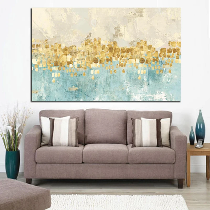 HD Print Modern Abstract Gold Money Sea Wave Oil Painting on Canvas Poster Modern Art Wall Picture for Living Room Cuadros Decor (3)