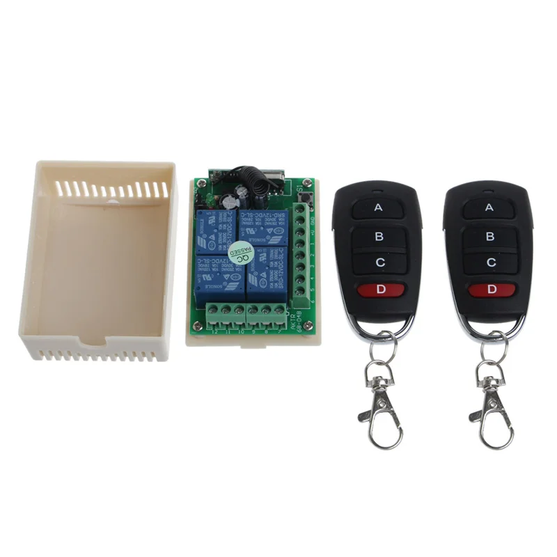 

12V 4CH Channel Relay RF Wireless Remote Control Switch Receiver + 2 Transmitter