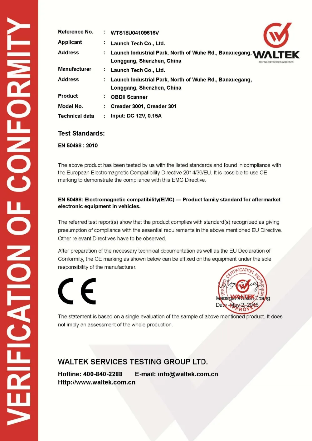 CR3001 CE