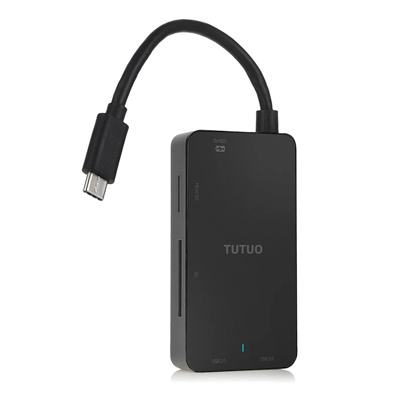 TUTUO Type C to USB A * 2 порта конвертер с SD/Micro SD (TF) Кардридер 80 Вт PD Быстрая Зарядка