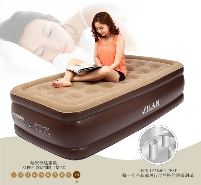 Надувной Королевский размер и односпальная воздушная кровать двойной воздушный матрац с электрическим насосом Удобная флокированная надувная кровать для гостей и внутреннего использования
