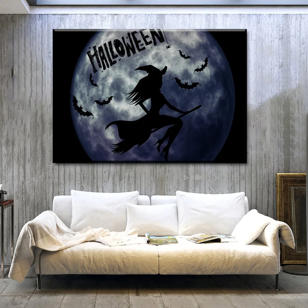 Canvas Home Wall Art Decor Framework HD Prints Living Room Poster 1 Pieces Bat Halloween Witch Paintings Unique Gift Pictures | Дом и сад
