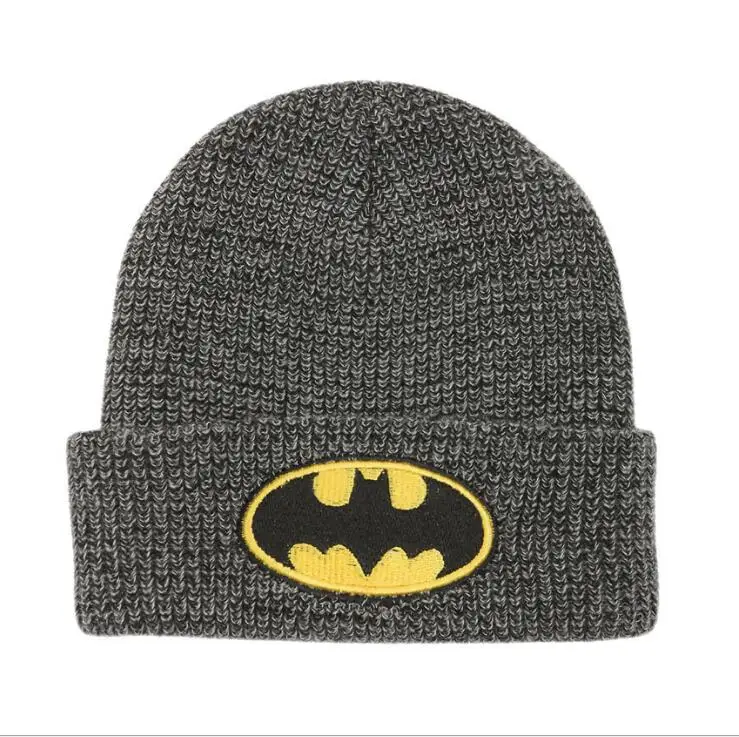 Новая мода осень зима Бэтмен независимо от хип-хоп бини шляпа и Snapback для мужчин и женщин вязаная шапка женская Skullies Gorros - Цвет: 1  Flanging Beanie