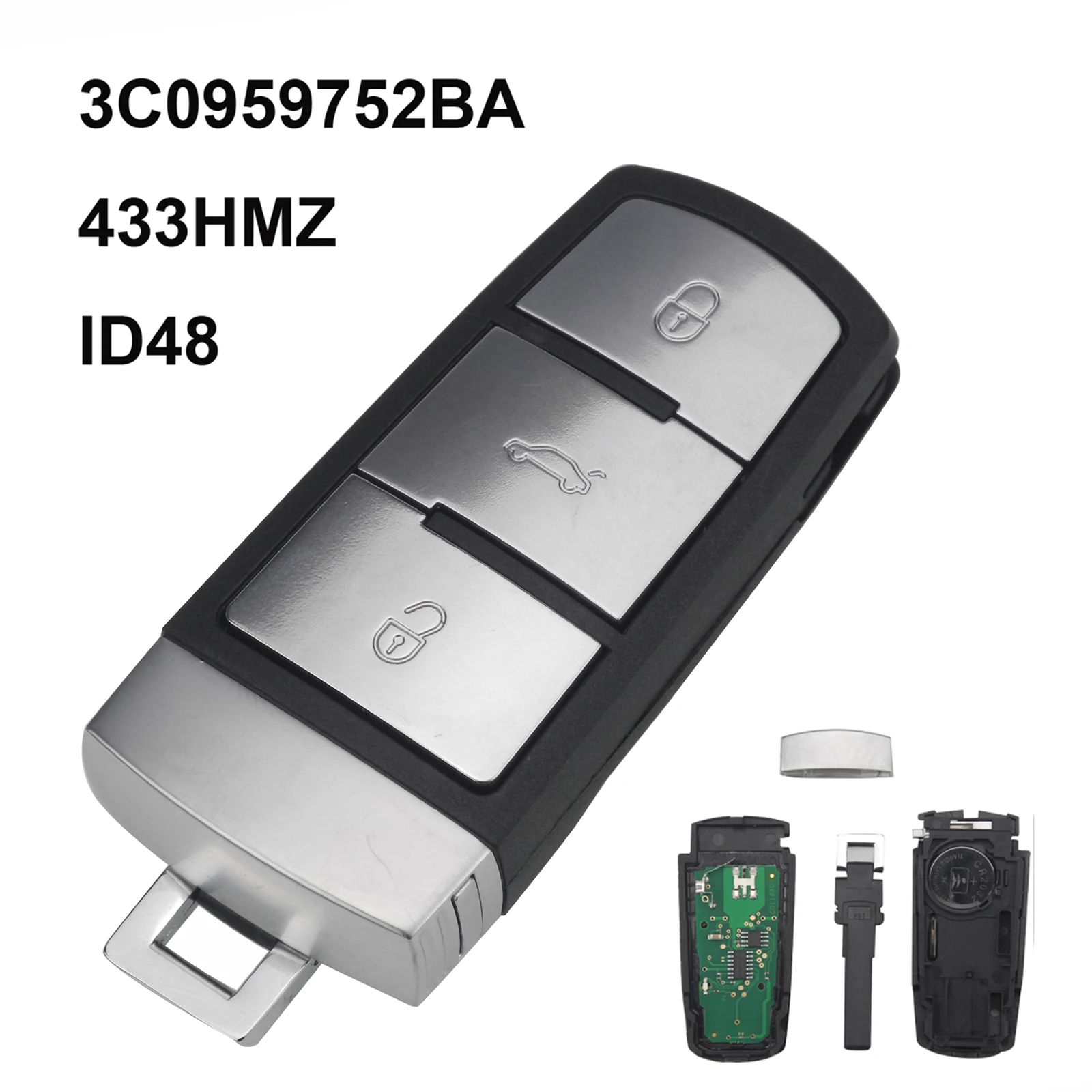 Buy 3C0959752BA 433Mhz ID48 3 Buttons Entry FOB Remote