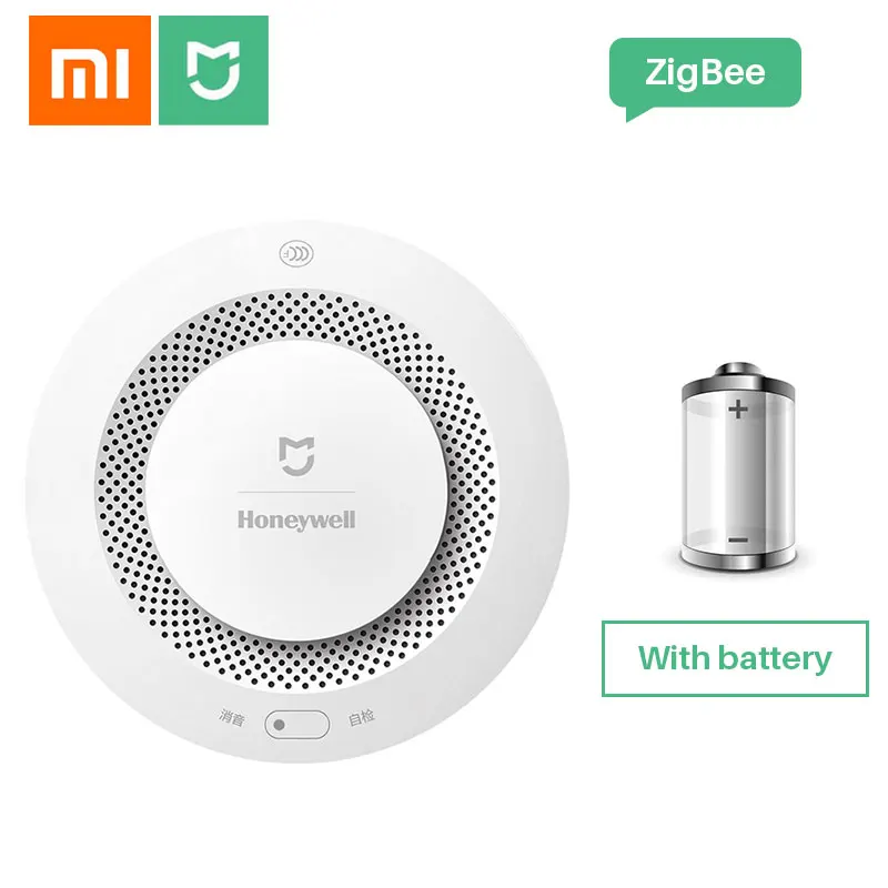 Alarm with Battery Xiaomi детектор дыма Honeywell Датчик Mijia пожарная сигнализация звуковая и визуальная сигнализация работа с шлюзом 2 умный дом дистанционное управление приложением - Цвет: Alarm with Battery