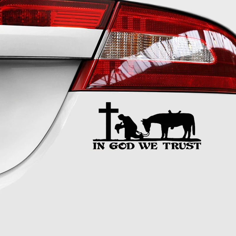 Cowboy And Horse Praying Cross Car Or Truck Window Decal Sticker White 8x5 1 Ebay