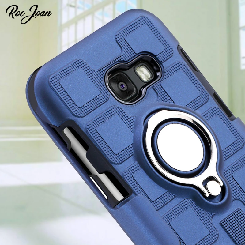Roc Joan Matte Ice Feel Case For Samsung Galaxy A7 2018 A5 2017 Armor Metal Ring Car Holder Shock Proof Silicone PC Coque |