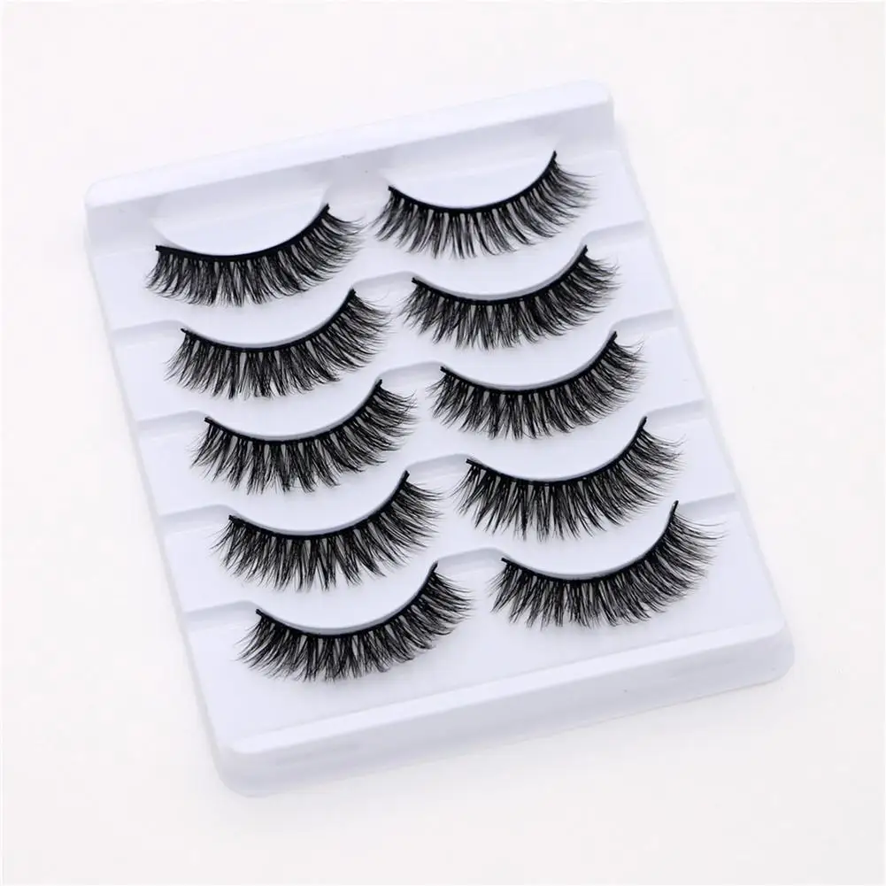

5 Pairs 3D Fiber False Eyelashes Natural Cross Long Lashes Makeup Extensions Eye