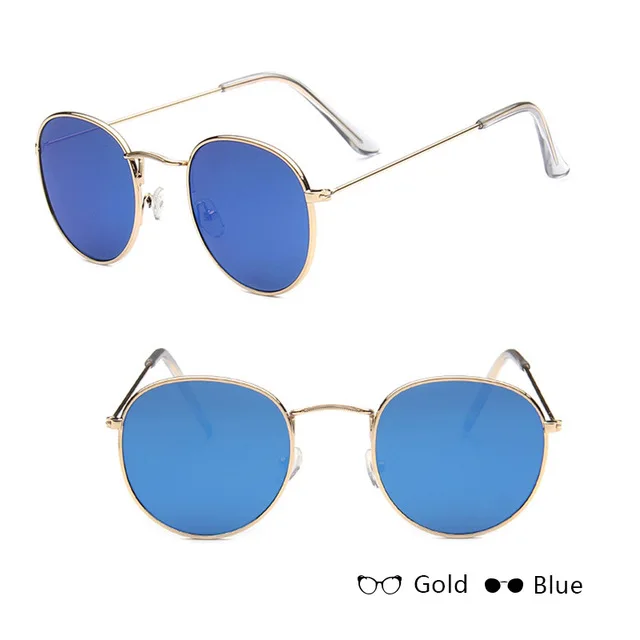 LeonLion, винтажные зеркальные солнцезащитные очки для женщин/мужчин, брендовые дизайнерские очки, женские круглые Роскошные солнцезащитные ретро оправа для очков De Sol Gafas - Цвет линз: gold blue