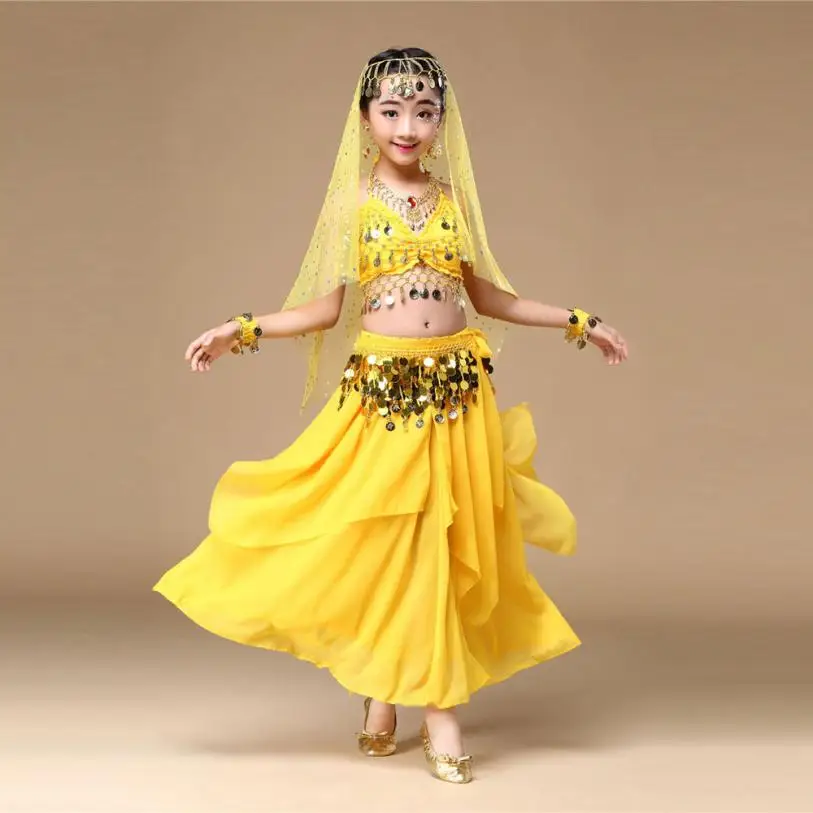 

5 colors Kids' Girls Belly Dance Outfit Costume India Dance Clothes Top+Skirt hobby fashion durable pretty July 25