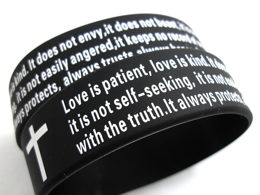 100 of I Corinthians 13 Religious Wristband Love is kind ... Love is patient