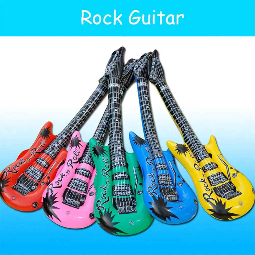 

1 Pcs New Arrival Children Kids Rock Roll Fashion Inflatable Toy Air Filler Guitar PVC Birthday Gifts to Baby Kids Party