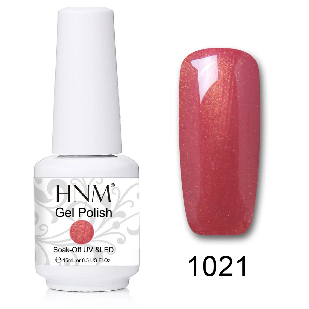 HNM 15 мл уф-гель для ногтей светильник чистый блеск цвета замочить от краски эмаль тиснение лак гель-лак гибрид для гель-лака - Цвет: 1021