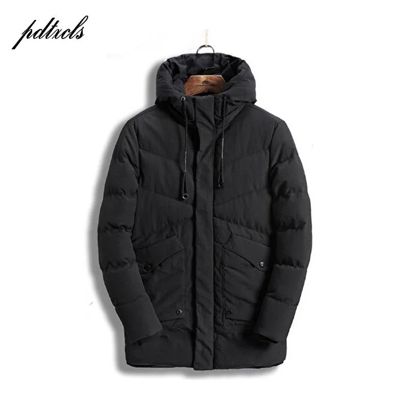 18HOT винтажные мужские зимние куртки большого размера, M-3XL, Новое поступление, тонкие хлопковые парки с капюшоном, повседневные мужские модные пальто черного цвета