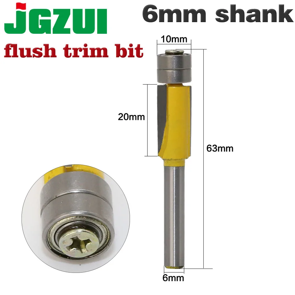 1pcs 6mm Shank Flush Trim Router Bits for wood Trimming Cutters with bearing woodworking tool endmi