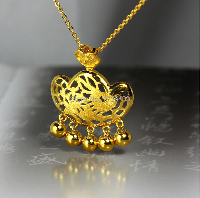

Pure 24K Solid Yellow Gold Pendant / Ingot Ruyi Rabbit Lock Pendant / 7.18g