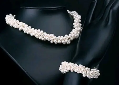 

100% Selling Picture full Lovely Natural 6-7mm pearl sets necklace&bracele