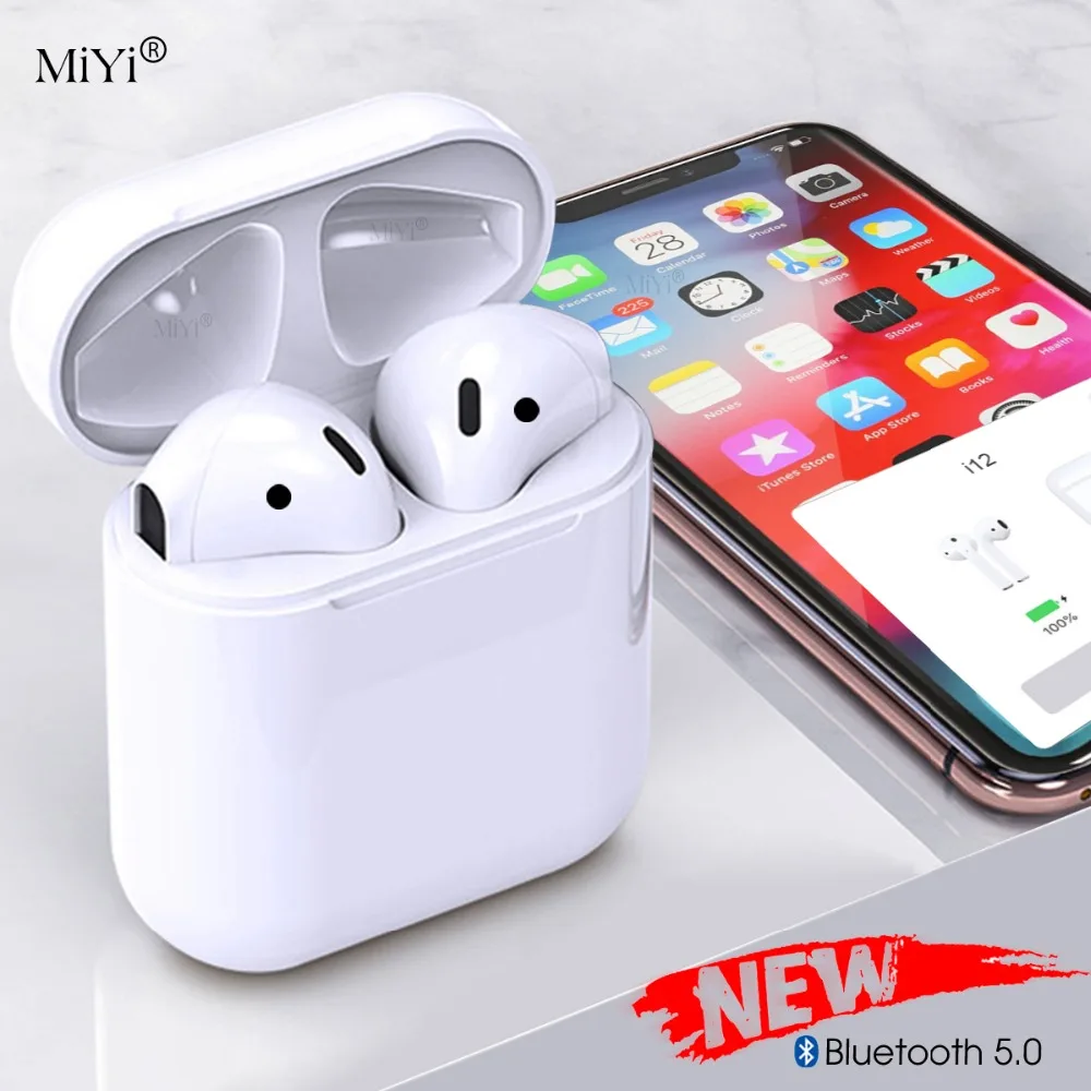 

2019 New i12 TWS Pop-up Air Wireless Earphones Bluetooth Earphone Touch Control Headset 1:1 Size For Pods PK i10 i20 i7 s TWS