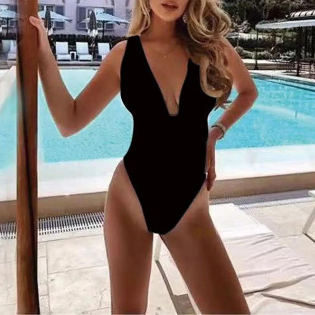

Women's Swimming Suit Sexy Bikini Swimsuit Women One Piece Vintage Off Shoulder Flounce Ruffled Solid Monokini Swimsuits